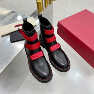 Valentino Garavani Rockstud Open Edge Beads Ankle Boots Women Black/Red