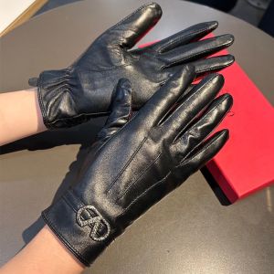 Valentino Crystals VLogo Signature Gloves With Straps Women Sheepskin Black