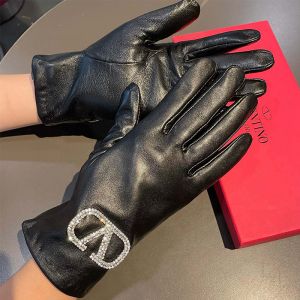 Valentino Crystals VLogo Signature Gloves Women Sheepskin Black