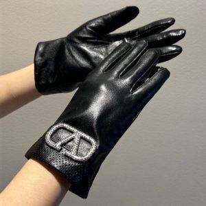 Valentino Crystals VLogo Signature Gloves Women Sheepskin Black/Silver