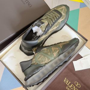 Valentino Lacerunner Sneakers with VLogo Men Toile Iconographe Fabric Green/Transparent