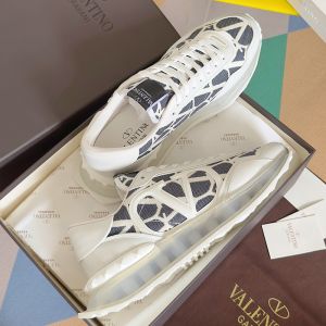 Valentino Lacerunner Sneakers with VLogo Men Toile Iconographe Fabric White/Blue/Transparent