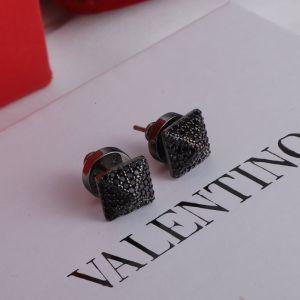 Valentino Mini Rockstud Earrings In Metal and Swarovski Crystals Black