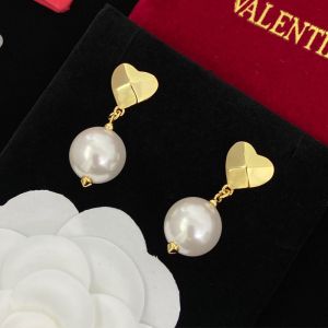 Valentino Mini Rockstud Pendant Earrings In Metal With Pearls Gold