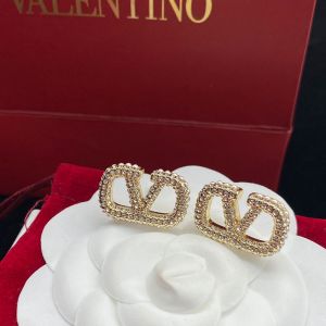 Valentino Garavani VLogo Signature Earrings In Metal Crystals and Pearls Gold