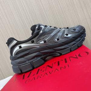 Valentino MS-296D Low-Top Sneaker Men Fabric And Calfskin Black