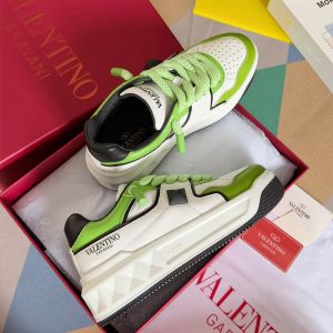 Valentino One Stud XL Low-Top Sneakers Unisex Nappa Leather White/Green