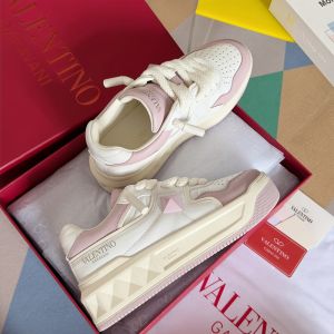 Valentino One Stud XL Low-Top Sneakers Unisex Nappa Leather White/Pink