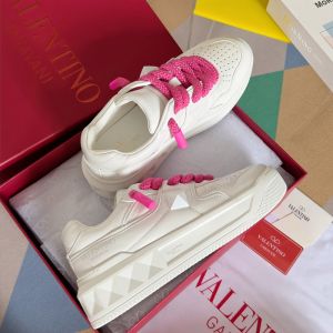 Valentino One Stud XL Low-Top Sneakers Unisex Nappa Leather White/Rose