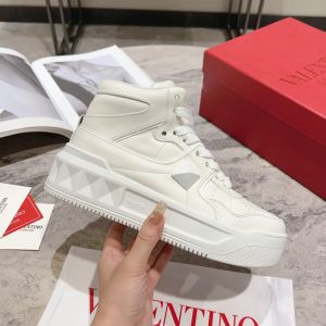 Valentino One Stud XL Mid-Top Sneakers Unisex Nappa Leather White