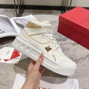 Valentino One Stud XL Mid-Top Sneakers Unisex Nappa Leather White/Gold