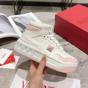 Valentino One Stud XL Mid-Top Sneakers Women Nappa Leather White/Pink