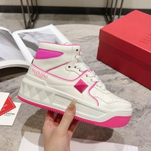 Valentino One Stud XL Mid-Top Sneakers Women Nappa Leather White/Rose
