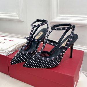 Valentino Rockstud Pumps Women Mesh With Crystals And Straps Black