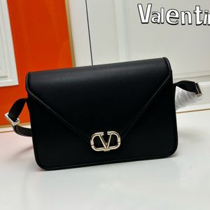 Valentino Small VLogo Flap Shoulder Bag In Calfskin Black