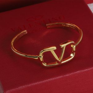 Valentino Small VLogo Signature Cuff Bracelet In Metal Gold