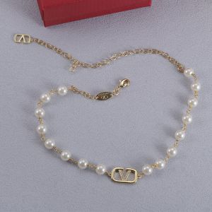 Valentino Supervee Necklace In Metal with Pearls and Crystals Gold
