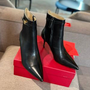 Valentino Tan-Go Ankle Boots 75mm Women Calfskin Black