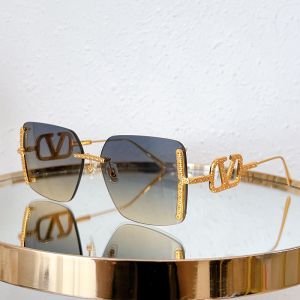 Valentino VA5033 Squared Sunglasses Metal Frame with Vlogo Crystals Gold/Brown