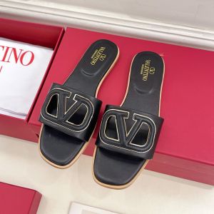 Valentino Vlogo Cut-Out Slides Women Calfskin Black
