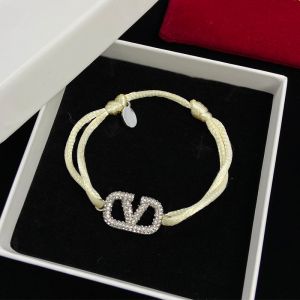 Valentino VLogo Signature Bracelet In Cotton And Swarovski Crystals Beige