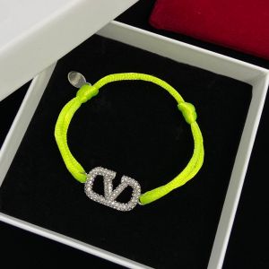 Valentino VLogo Signature Bracelet In Cotton And Swarovski Crystals Green