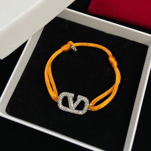 Valentino VLogo Signature Bracelet In Cotton And Swarovski Crystals Orange