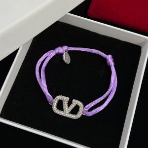 Valentino VLogo Signature Bracelet In Cotton And Swarovski Crystals Purple