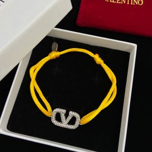 Valentino VLogo Signature Bracelet In Cotton And Swarovski Crystals Yellow
