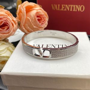 Valentino VLogo Signature Bracelet In Metal With Swarovski Crystals Silver