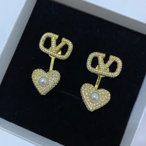 Valentino VLogo Signature Earrings In Metal With Crystals and Pearls Gold