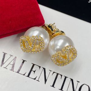 Valentino VLogo Signature Earrings In Pearls With Meta And Crystals Gold