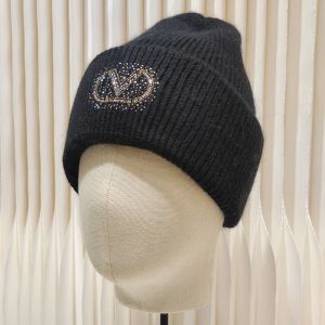 Valentino VLogo Signature Knit Hat In Cotton Black