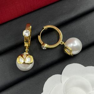 Valentino VLogo Signature Pin Pendant Earrings In Metal With Crystal And Pearl Gold