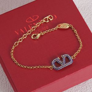 Valentino VLogo Signature Chain Bracelet In Metal with Crystals Gold/Blue