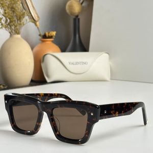 Valentino VLS106A Squared Sunglasses Acetate Frame Coffee
