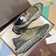 Valentino Lacerunner Sneakers with VLogo Men Toile Iconographe Fabric Green/Transparent