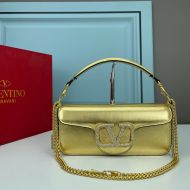 Valentino Garavani Large Loco Shoulder Bag with Jewel Logo In Calfskin Gold