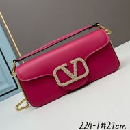 Valentino Large Loco Shoulder Bag with Jewel Logo In Calfskin Rose
