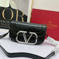 Valentino Garavani Large Supervee Shoulder Bag In Calfskin Black/Silver