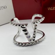 Valentino Large VLogo Signature Bracelet In Metal with No Limit Studs Silver