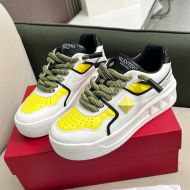 Valentino One Stud XL Low-Top Sneakers Unisex Nappa Leather White/Yellow