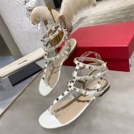 Valentino Garavani Rockstud Sandals In Sheepskin Women White