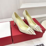 Valentino Rockstud Pumps with Studded Toecap Women Smooth Leather White