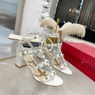 Valentino Garavani Rockstud Sandals with Ankle Strap Women Calfskin White