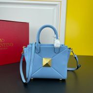 Valentino Garavani Small One Stud Handbag In Nappa Lambskin Blue