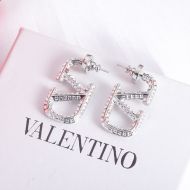 Valentino Small VLogo Signature Earrings In Metal with Rhinestones Silver