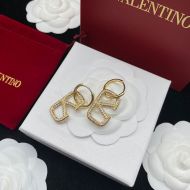 Valentino Garavani VLogo Signature Metal and Crystal Earrings In Gold