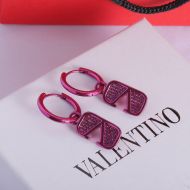 Valentino Small VLogo Signature Pin Earrings In Metal With Swarovski Crystals Purple