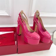 Valentino Garavani Tan-Go Platform Pumps with Ankle Strap Women Patent Leather Pink